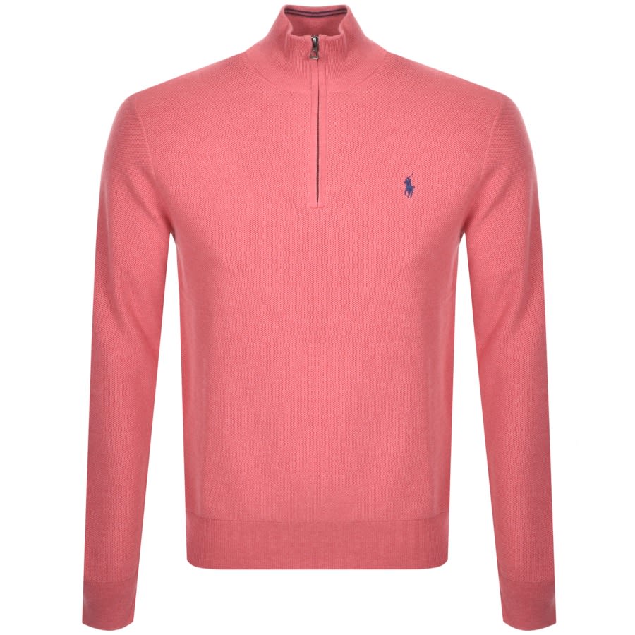 Alternative Image for ProductRalph Lauren Half Zip Waffle Knit Jumper Pink1